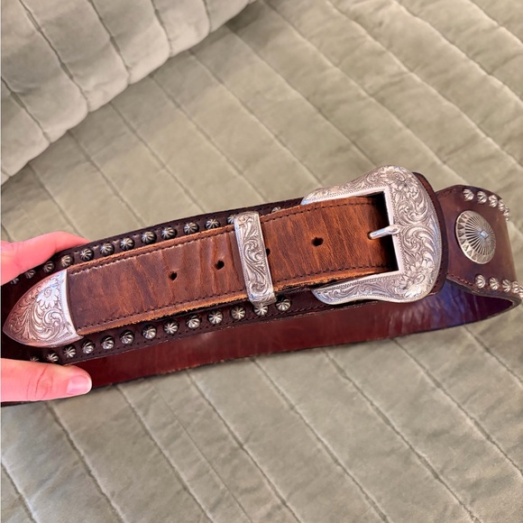 Turquoise and Silver Leather Belt - Picture 5 of 10